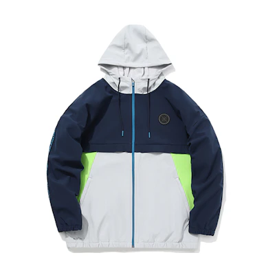 Li-Ning Way of Wade Colorblock Fleece Hoodie Jacket Blue/Grey AFDQ475-5