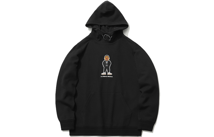 Li-Ning Way of Wade Embroidered Cartoon Pullover Hoodie Black () AWDR081-3