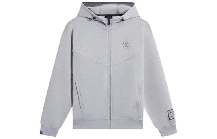 Li-Ning Way of Wade Gray Hoodie with Logo Patch - Long Sleeve Pullover AWDSC45-3