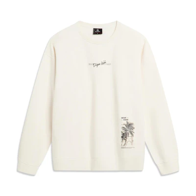 Li-Ning Way of Wade Letter Print Fleece Pullover Sweatshirt Unisex Off-White Mix AWDT931-2