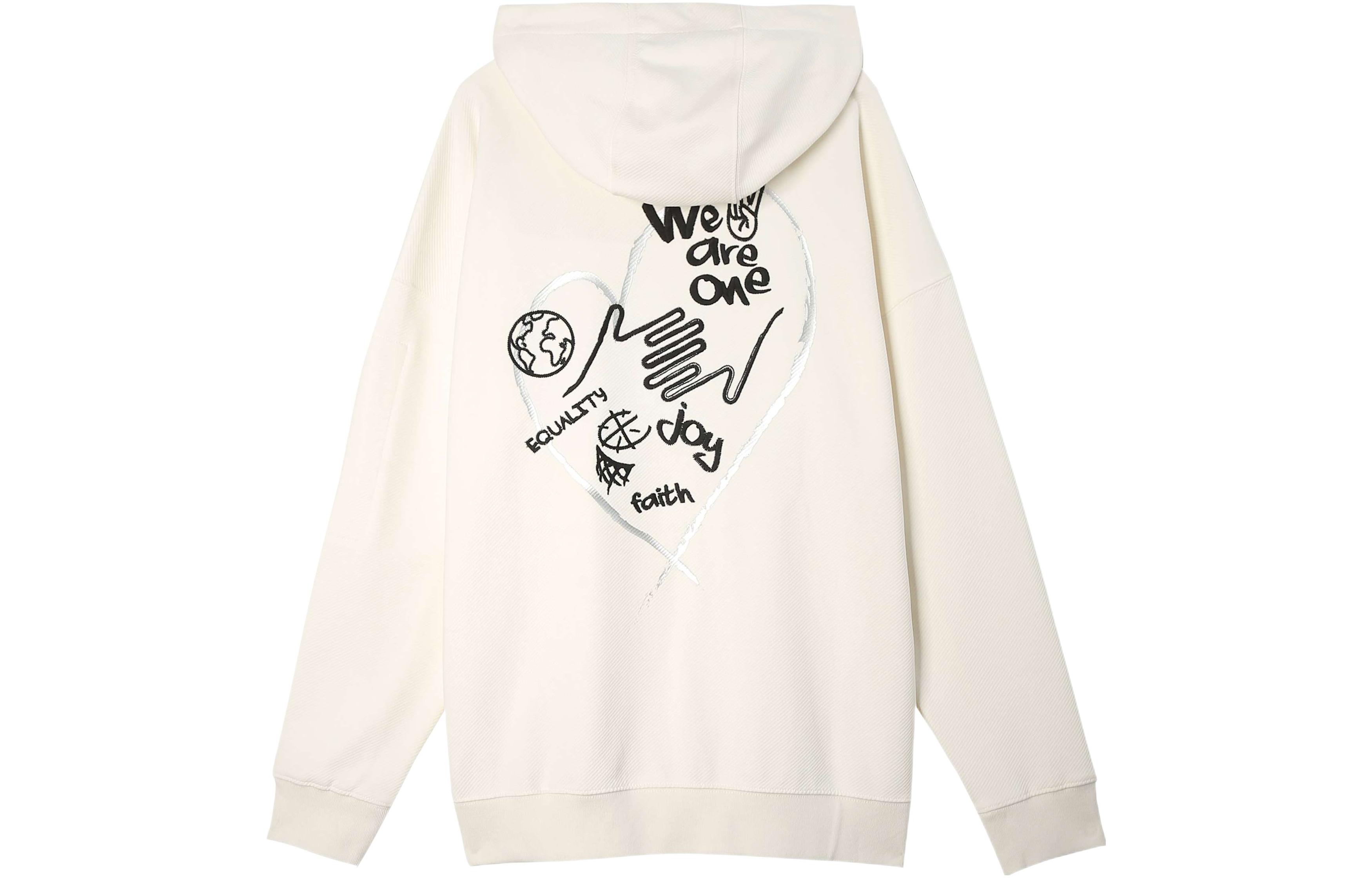 Li-Ning Way of Wade Letter Print Pullover Hoodie White Unisex Couple Style AWDS113-7K