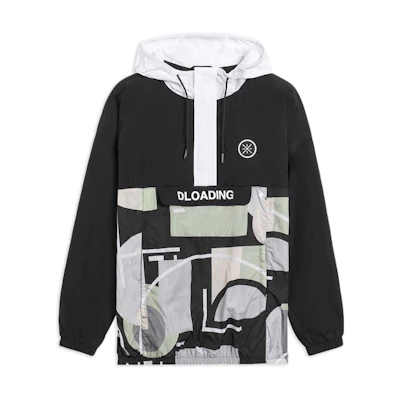 Li-Ning Way of Wade SS22 Abstract Print Half-Zip Hoodie Jacket Black Men AFDS495-1