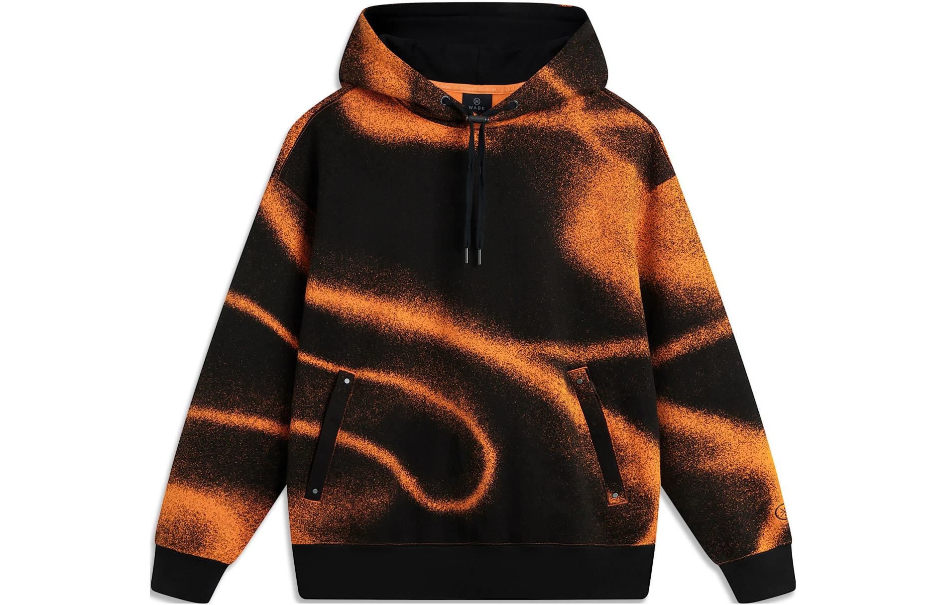 Li-Ning Way of Wade Tie-Dye Reflective Fleece Hoodie Black/Orange Unisex AWDTD23-6