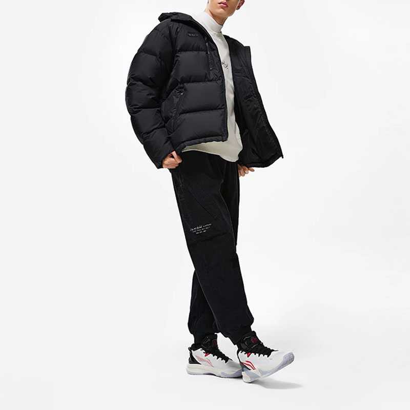 Details for Li-Ning Way of Wade Water-Resistant Hooded Down Jacket Black -  Short Fit AYMT155-1