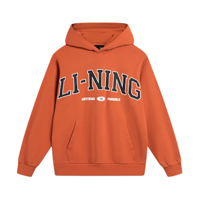 Li-Ning Weekend Youth Embroidered Hoodie Unisex - Sunny Orange AWDU781-5