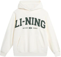 Li-Ning Weekend Youth Embroidered Hoodie Unisex Off-White Long Sleeve Pullover AWDU781-7 Li-Ning Weekend Youth Embroidered Hoodie Unisex Off-White Long Sleeve Pullover AWDU781-7