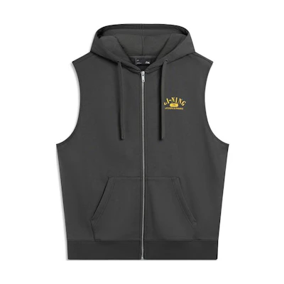 Li-Ning Weekend Youth Hoodie Sleeveless Zip Sweatshirt Obsidian Gray Unisex AWDU771-3