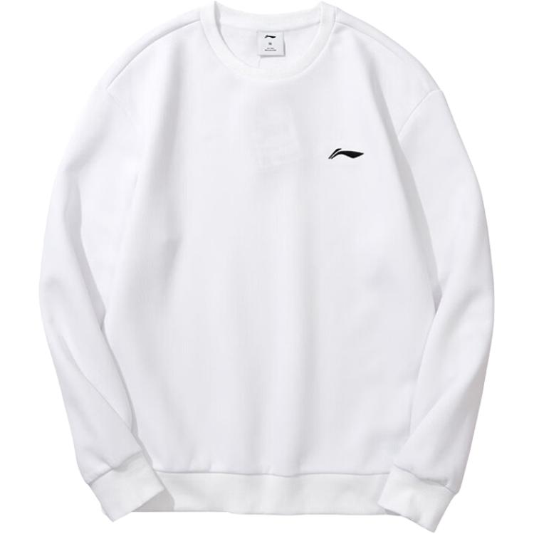 Li-Ning White Crewneck Sweatshirt - Comfy & Breathable Casualwear AWDUC03-2