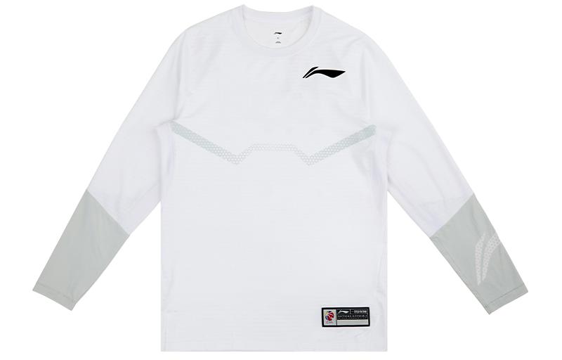 Li-Ning White Crewneck Sweatshirt with Striped Logo Print ATLS131-2