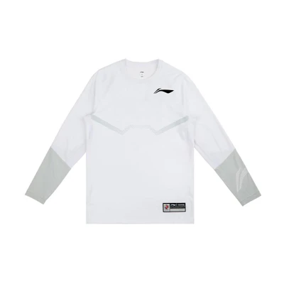 Li-Ning White Crewneck Sweatshirt with Striped Logo Print ATLS131-2