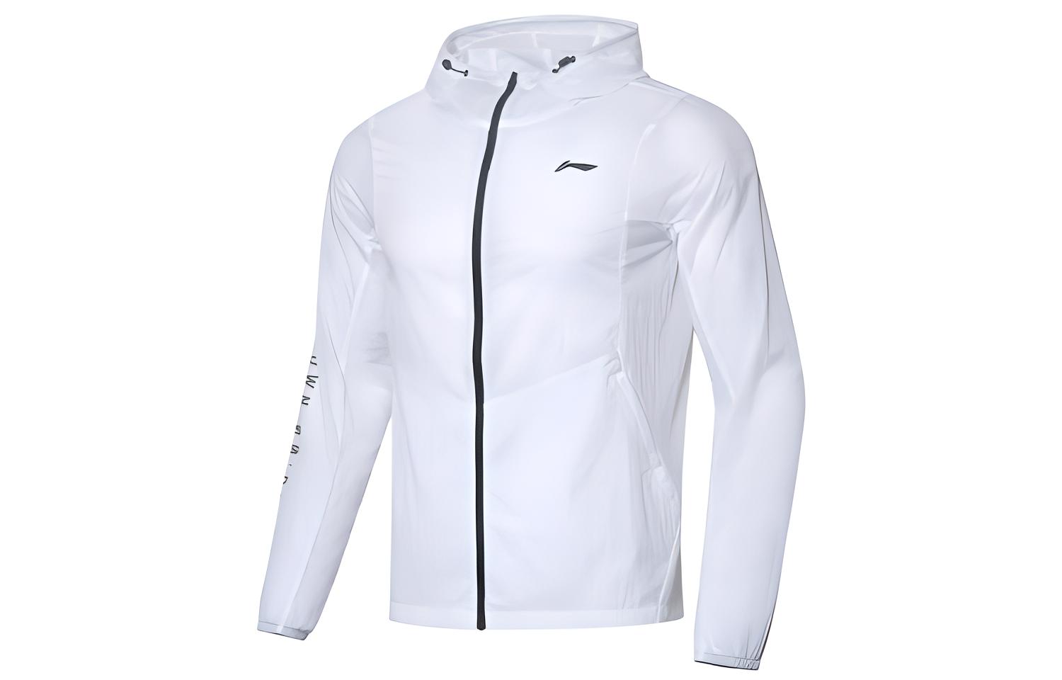 Li-Ning White Letter Print Sports Long-Sleeve Jacket AFDQ205-1