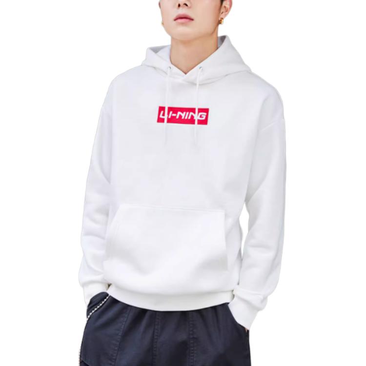 Li-Ning White Logo Hoodie Unisex - Comfortable, Breathable, Loose Fit YWDT519-1