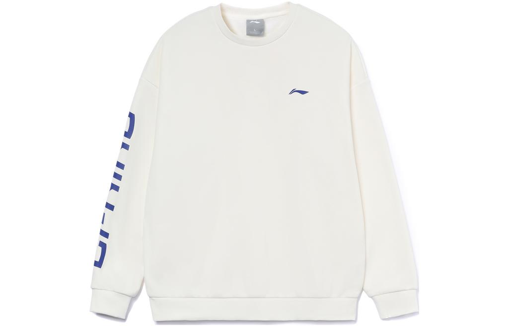 Li-Ning White Logo Print Crewneck Pullover Sweatshirt AWDTC23-3