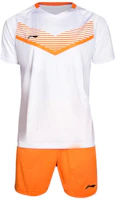 Li-Ning White Orange Logo Print Football T-Shirt and Shorts Set. AATL099-4 Li-Ning White Orange Logo Print Football T-Shirt and Shorts Set. AATL099-4
