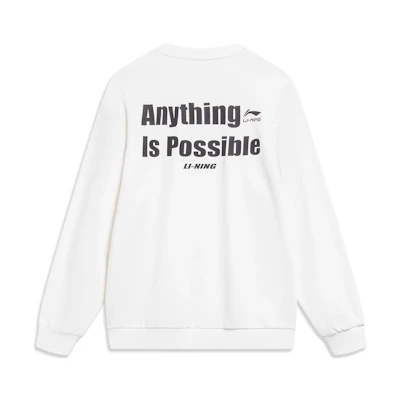 Li-Ning White Pullover Sweatshirt with Letter Logo Print - Sports Fashion Series AWDT683-1