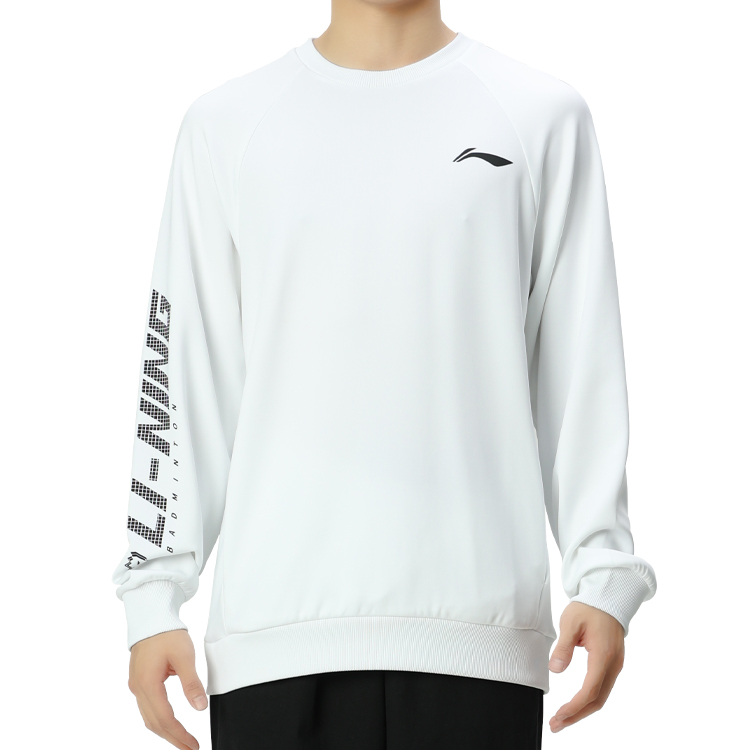 Li-Ning White Pullover Sweatshirt with Solid Logo Print Casual Style AWDSD43-LN