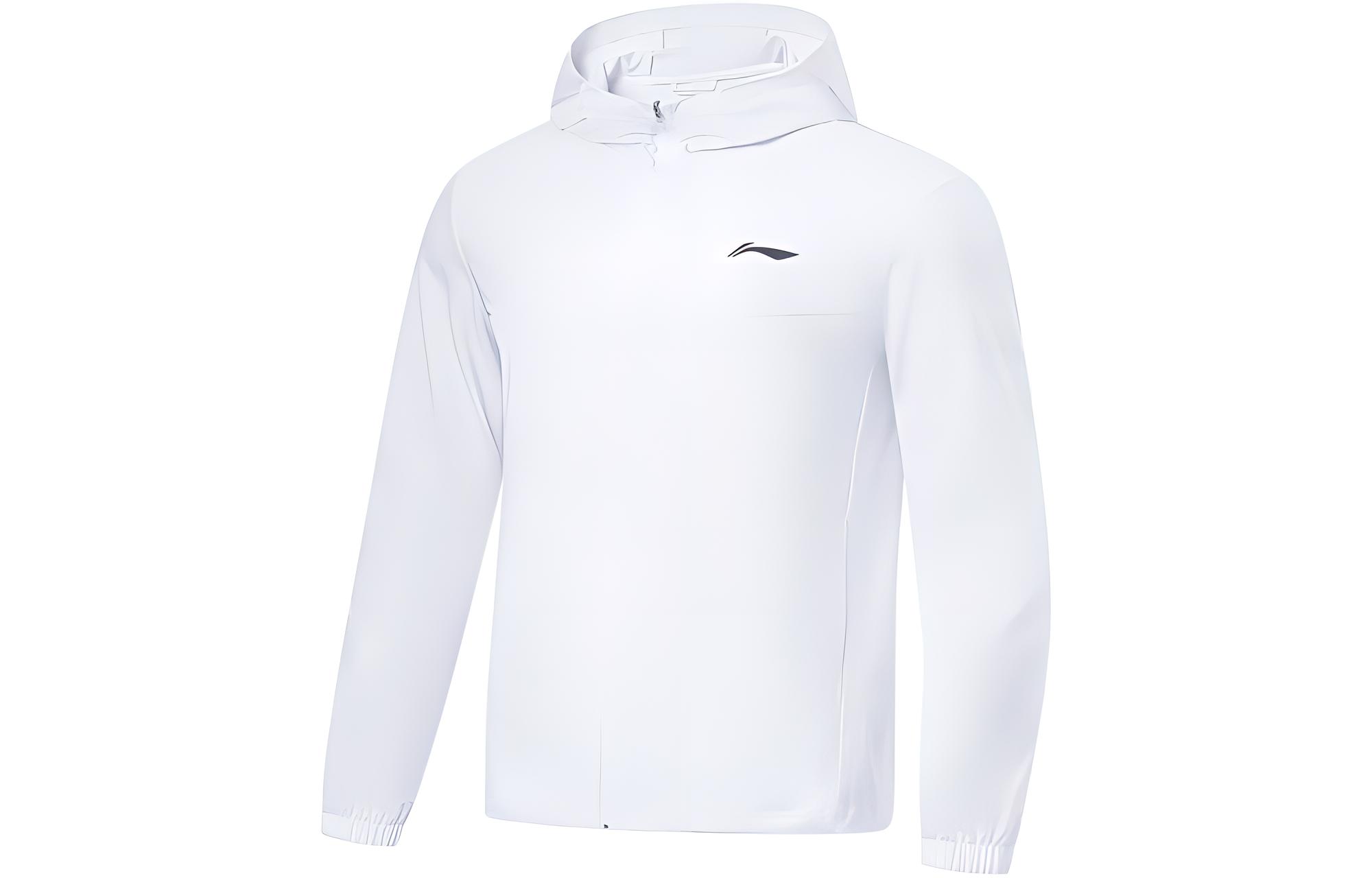 Li-Ning White Solid Color Running Windbreaker Jacket AFDT185-5