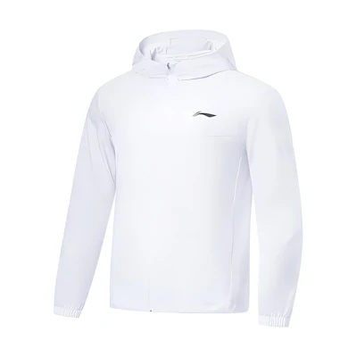 Li-Ning White Solid Color Running Windbreaker Jacket AFDT185-5