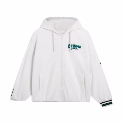 Li-Ning White Zip Hoodie with Letter Logo Print - Sports Lifestyle Series AWDT549-1