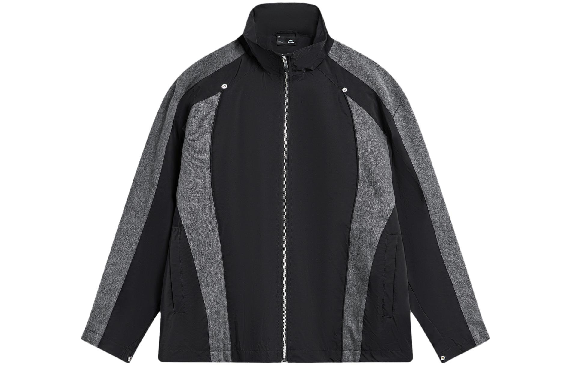 Li-Ning Windbreaker Jacket Black - Colorblocked Sports Fashion Series . AFDU017-2