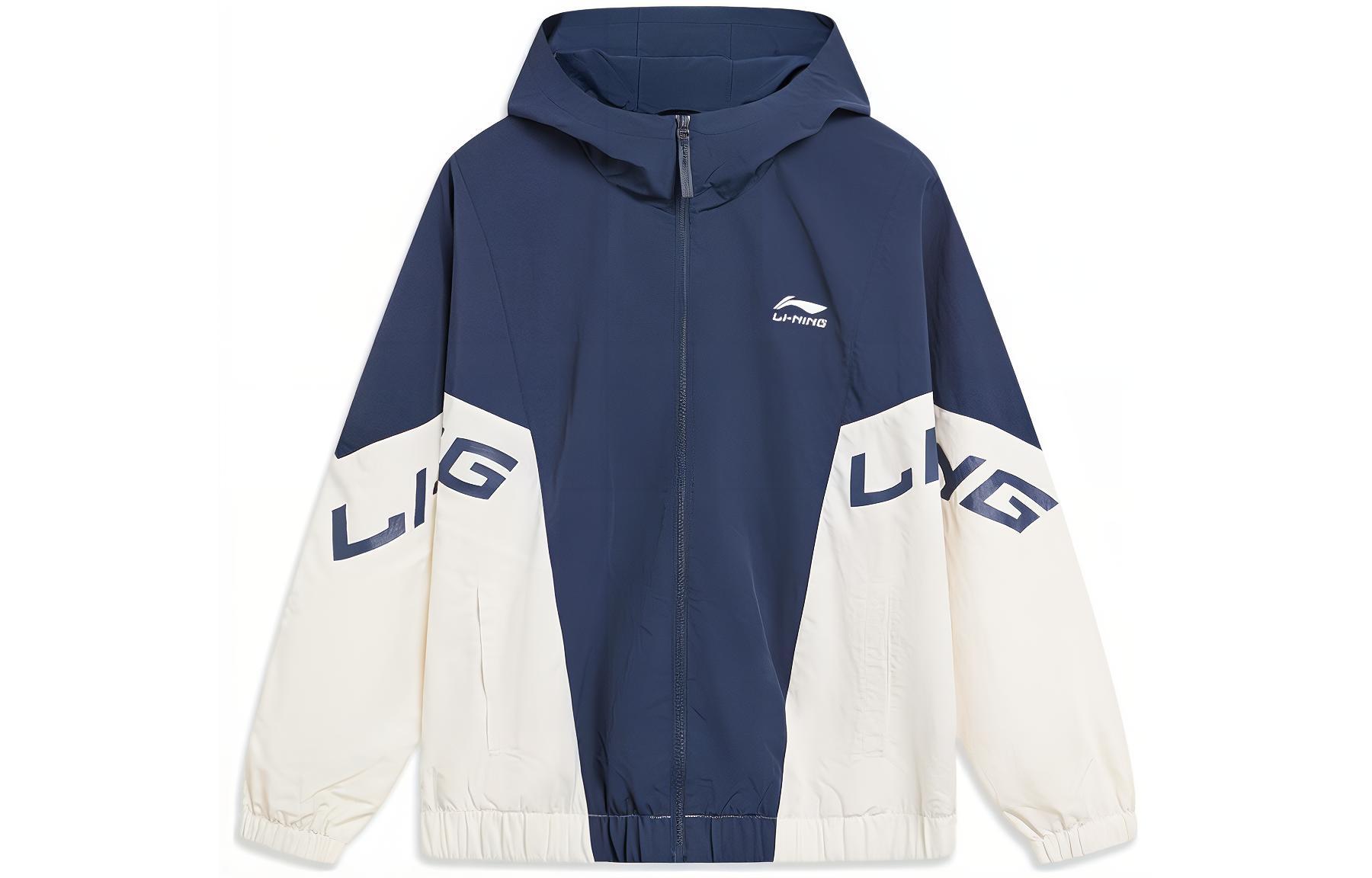 Li-Ning Windproof Water-Repellent Hooded Jacket Cream White Loose Fit AFDU887-2