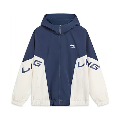Li-Ning Windproof Water-Repellent Hooded Jacket Cream White Loose Fit AFDU887-2