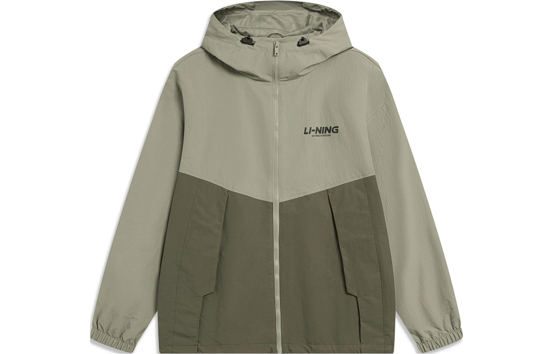 Li-Ning Windproof Water-Resistant Logo Print Hooded Jacket Blue-Green AFDT833-4