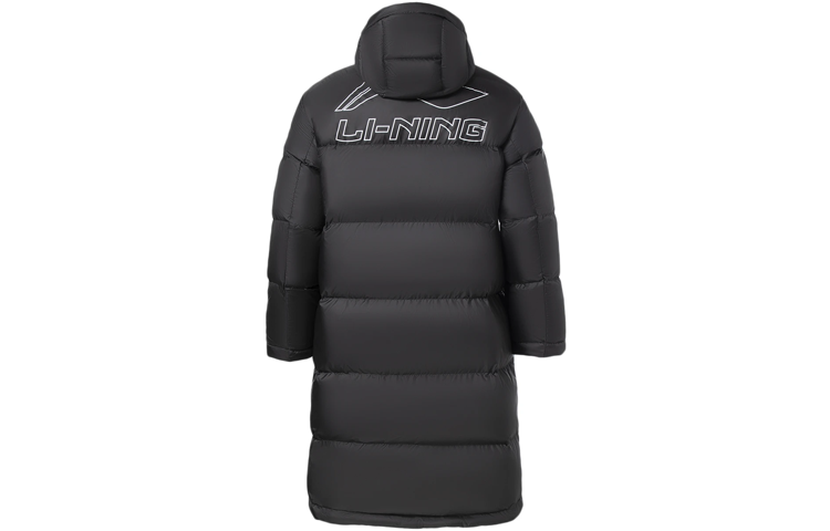 Li-Ning Winter Basketball Logo Print Loose-Fit Hooded Black Down Jacket. AYMR051-1