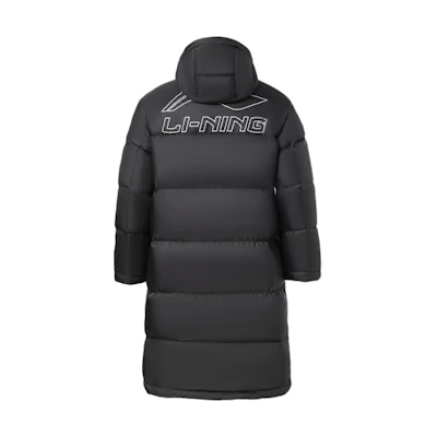 Li-Ning Winter Basketball Logo Print Loose-Fit Hooded Black Down Jacket. AYMR051-1