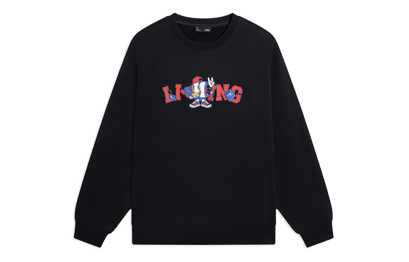 Li-Ning Winter Cartoon Letter Graphic Fleece Sweatshirt Unisex Black AWDSG05-2