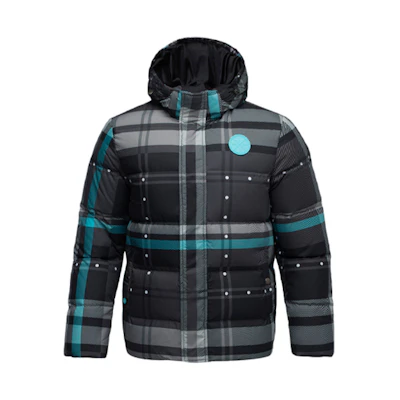 Li-Ning Winter Down Jacket with Hood, Black Grey All-Over Print AYMQ237-2