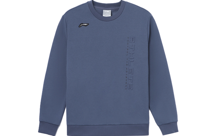 Li-Ning Winter Embossed Logo Fleece Crewneck Sweatshirt Gray Indigo AWDR671-5