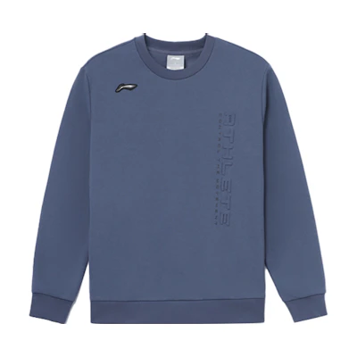 Li-Ning Winter Embossed Logo Fleece Crewneck Sweatshirt Gray Indigo AWDR671-5