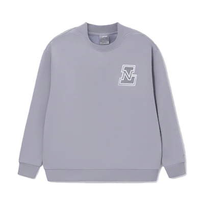 Li-Ning Winter Fleece Pullover Crewneck Sweatshirt Gray - Unisex Casual Style AWDRG92-6