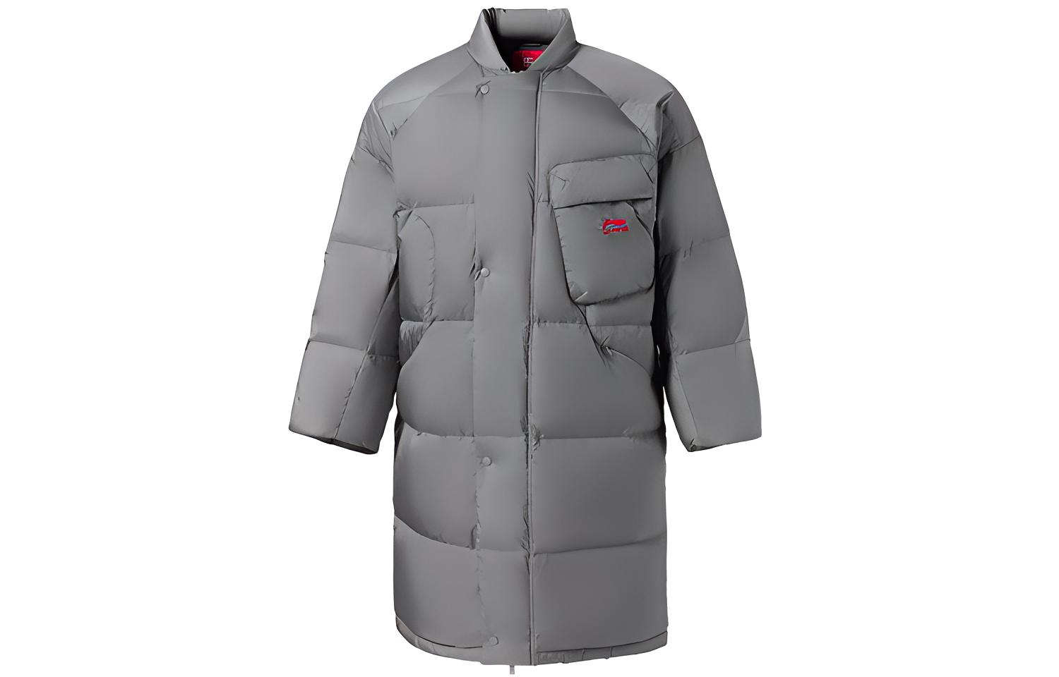 LI-NING Winter Grey Down Jacket Coat - Runway Series Warm Sportswear AYMR067-2