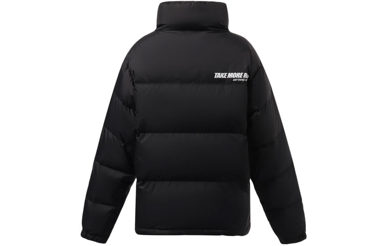 Lookbook Li-Ning Winter Unisex Down Jacket Black - Letter Print Colorblock Casual Warm Wear AYMR304-1