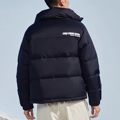 Li-Ning Winter Unisex Down Jacket Black - Letter Print Colorblock Casual Warm Wear AYMR304-1 Purchase Li-Ning Winter Unisex Down Jacket Black - Letter Print Colorblock Casual Warm Wear AYMR304-1