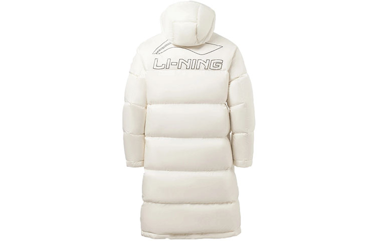 Li-Ning Winter White Logo Print Loose-Fit Hooded Down Jacket AYMR051-2