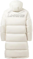 Li-Ning Winter White Logo Print Loose-Fit Hooded Down Jacket AYMR051-2 Li-Ning Winter White Logo Print Loose-Fit Hooded Down Jacket AYMR051-2