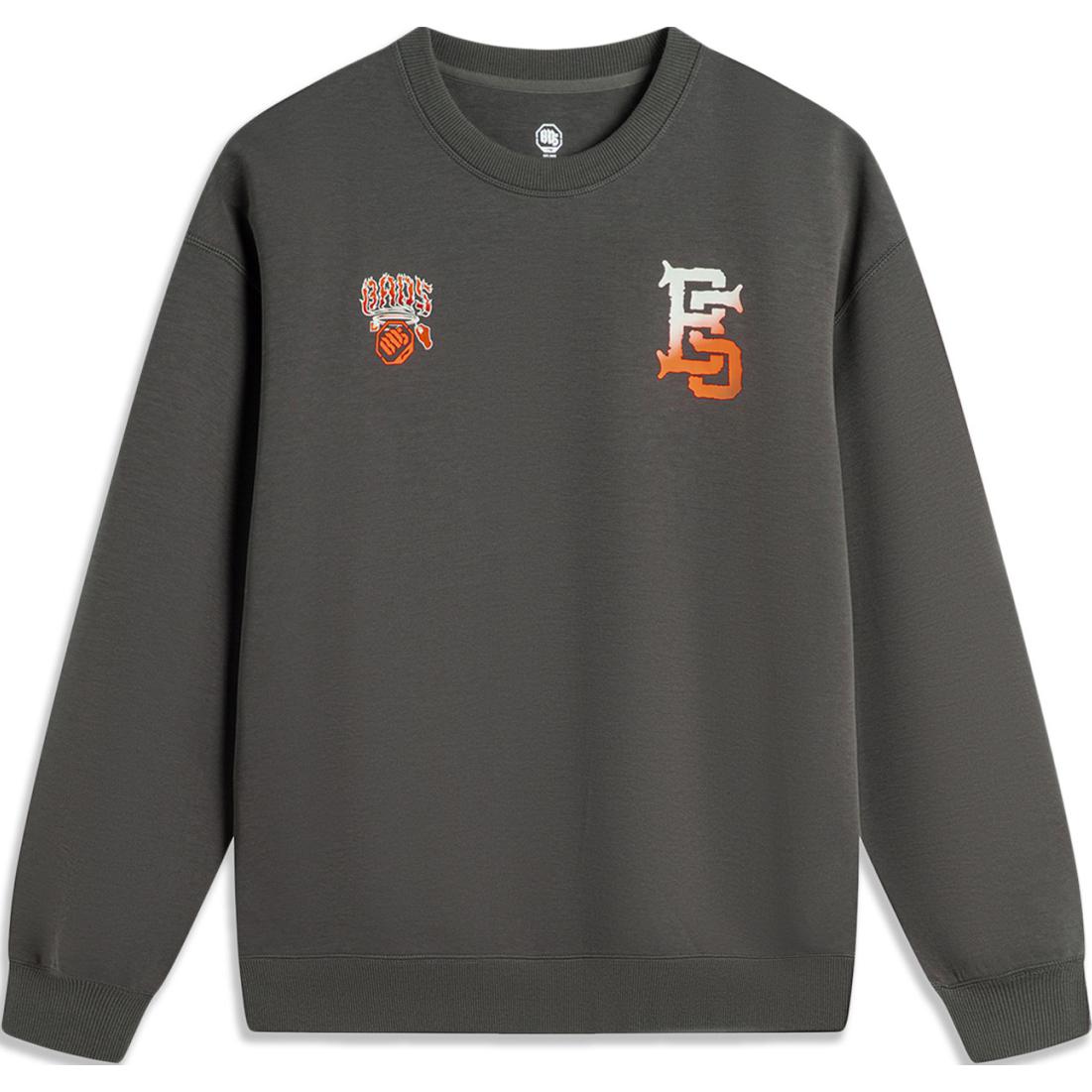 Li-Ning WuXing Series Obsidian Gray Printed Loose-Fit Sweatshirt AWDU259-7