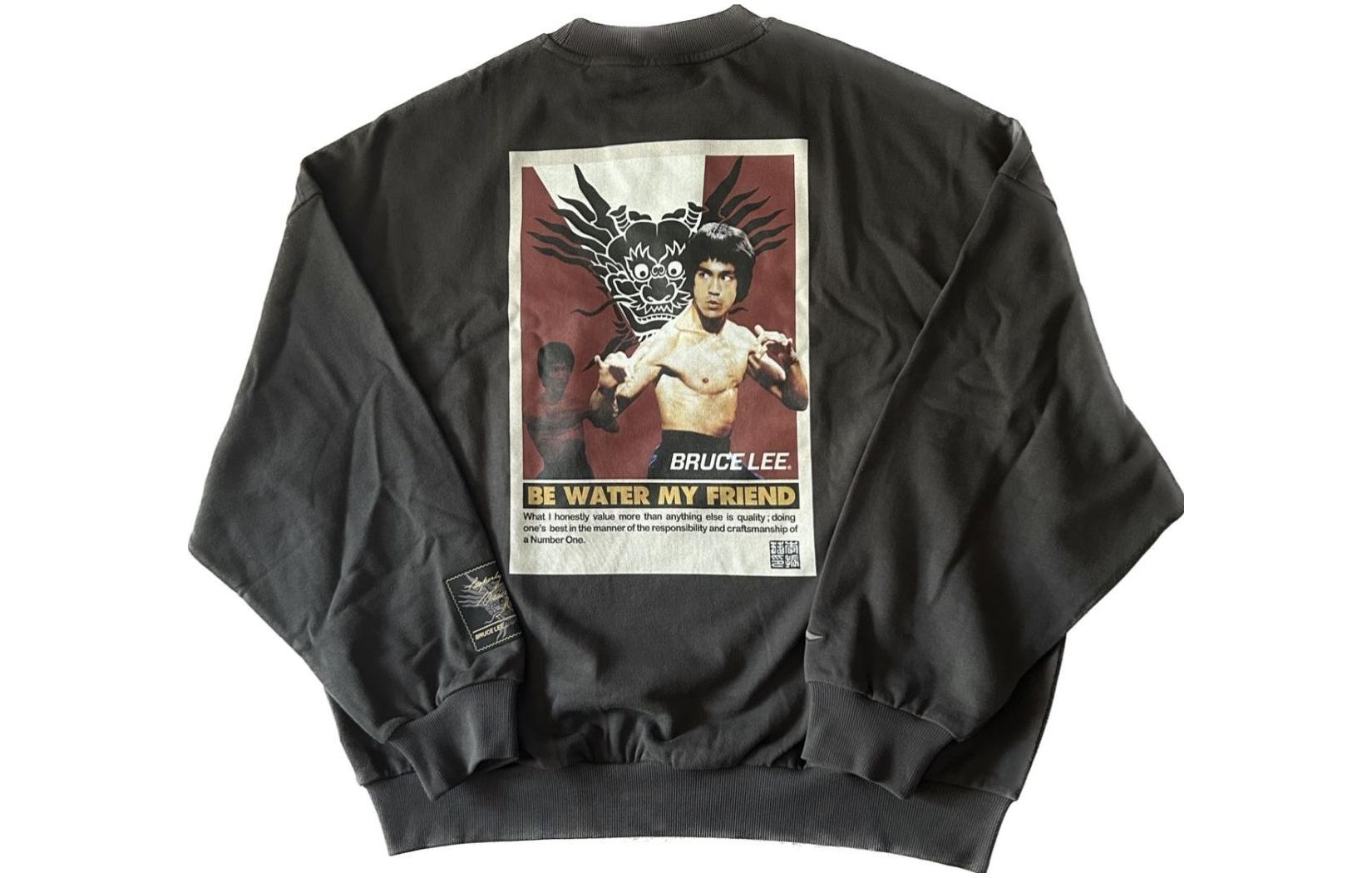 Lookbook Li-Ning x Bruce Lee Classic Action Graphic Unisex Crewneck Sweatshirt - Grey AWDRF17-2