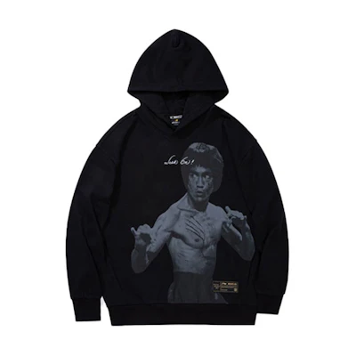 Li-Ning Bruce Lee Hoodie Black Character Letter Print Collaboration AWDRF19-4