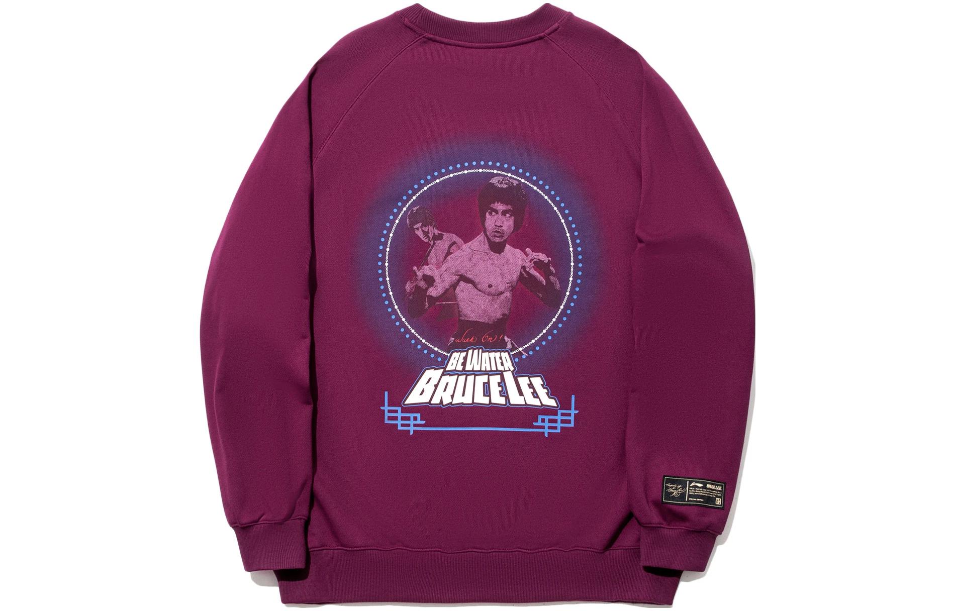 Li-Ning Bruce Lee Kung Fu Graphic Crewneck Sweatshirt Unisex - Potion Purple AWDTC75-1