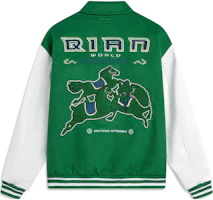 Li-Ning x Daqian World Collab Colorblock Loose Fit Baseball Jacket Green AFDT913-2 Li-Ning x Daqian World Collab Colorblock Loose Fit Baseball Jacket Green AFDT913-2