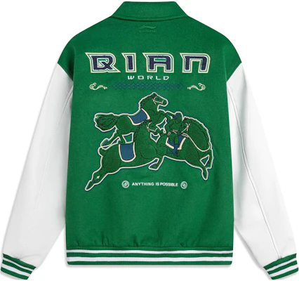 Li-Ning x Daqian World Collab Colorblock Loose Fit Baseball Jacket Green AFDT913-2 Buy Li-Ning x Daqian World Collab Colorblock Loose Fit Baseball Jacket Green AFDT913-2