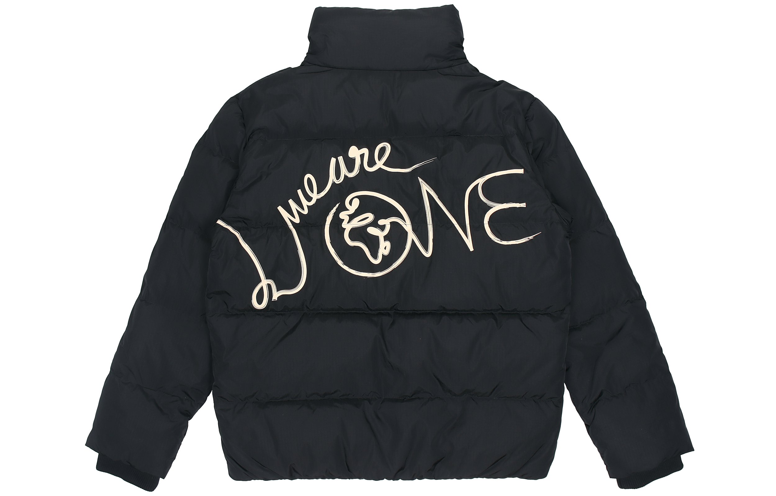 Li-Ning x DFT Artist Wade Series Logo Printed Stand Collar Puffer Jacket Black . AYMR443-1