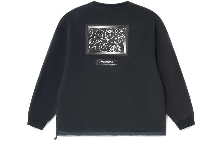 Li-Ning DFT Wade Series Graphic Oversized Fleece Crewneck Unisex Black Sweatshirt AWDRE75-1