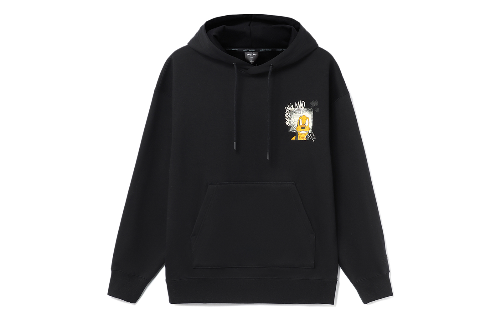 Li-Ning Disney Black Hoodie with Cartoon Graphic Unisex Pullover Design AWDR687-5