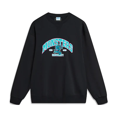 Li-Ning Disney Black Letter Cartoon Graphic Fleece Pullover Unisex Sweater AWDT813-1