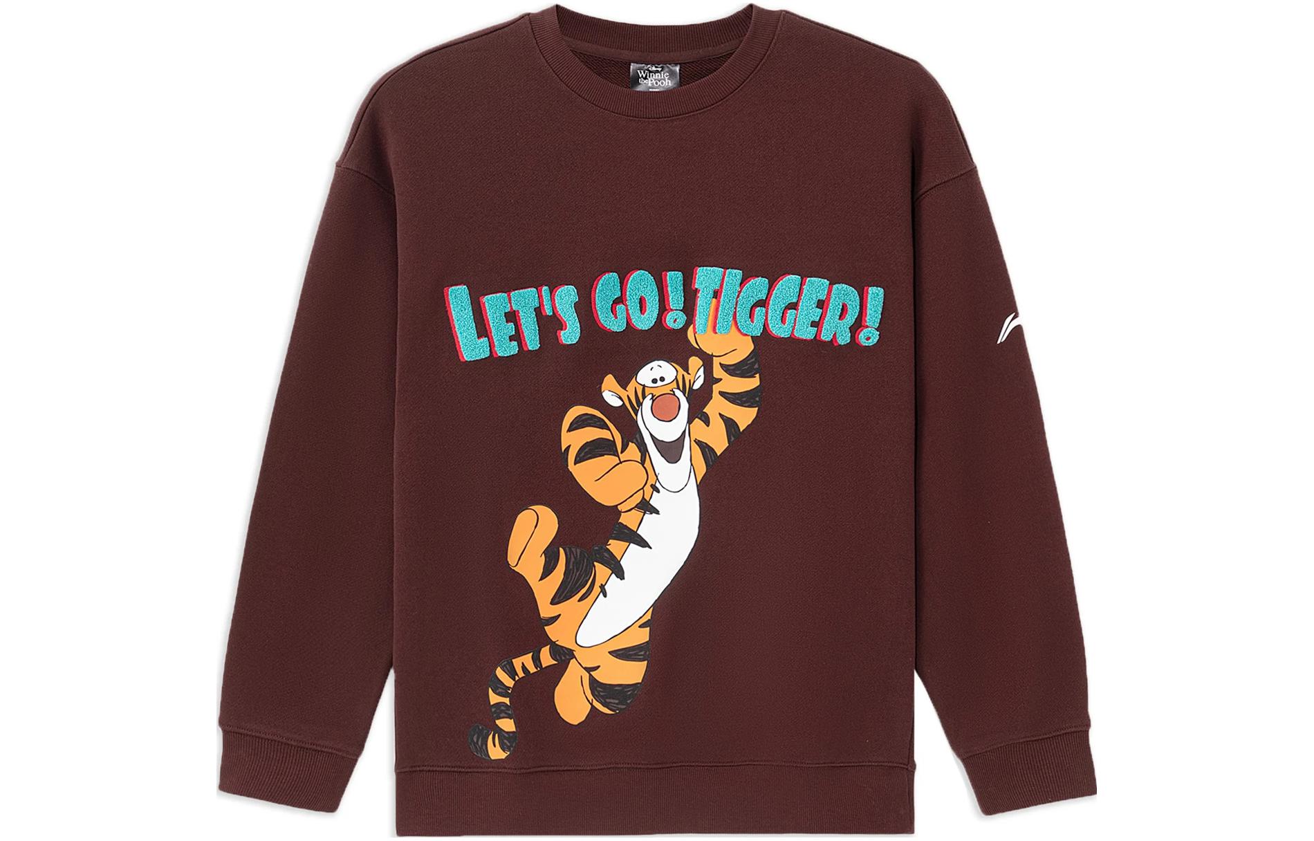 Li-Ning Disney Collab Brown Logo Graphic Pullover Sweatshirt Unisex AWDRH37-4